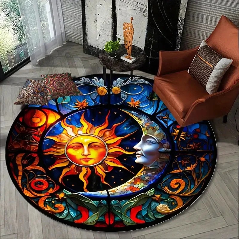 Sun Moon Mystical Round Rug, S - Commercial Glass Printing ulasan dan harga