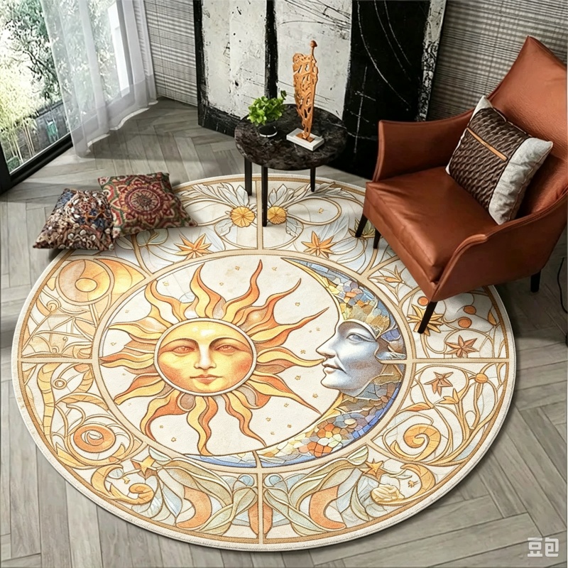 Sun Moon Mystical Round Rug, S - Commercial Glass Printing ulasan dan harga