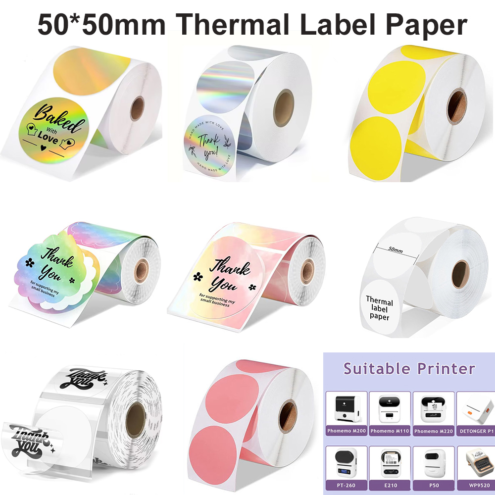 1Roll Round Circle Thermal Pap - Commercial Printer ulasan dan harga