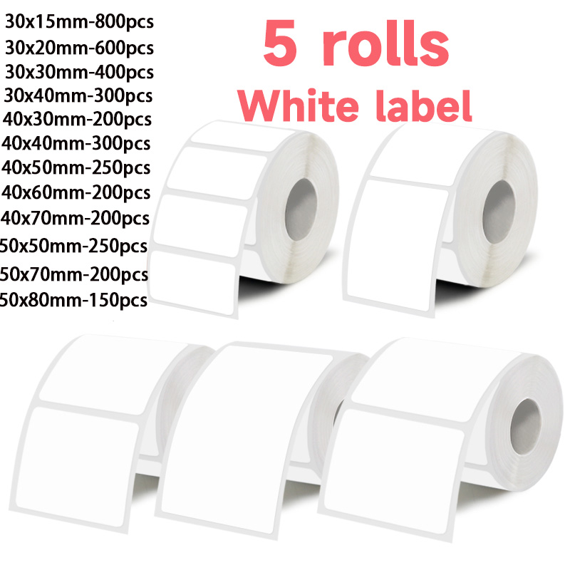 5 Rolls of White Label Sticker - Commercial Printer ulasan dan harga